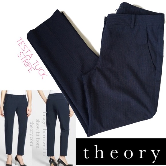 Theory Pants - 🍩 3/$30! THEORY Tuck Stripe navy blue ankle pants